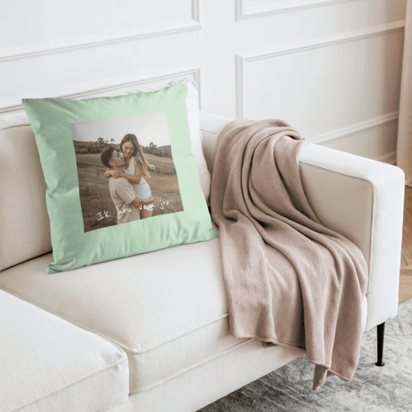 Bestel Kussensloop bedrukken - Mint groen - 40 x 40 cm met eigen foto