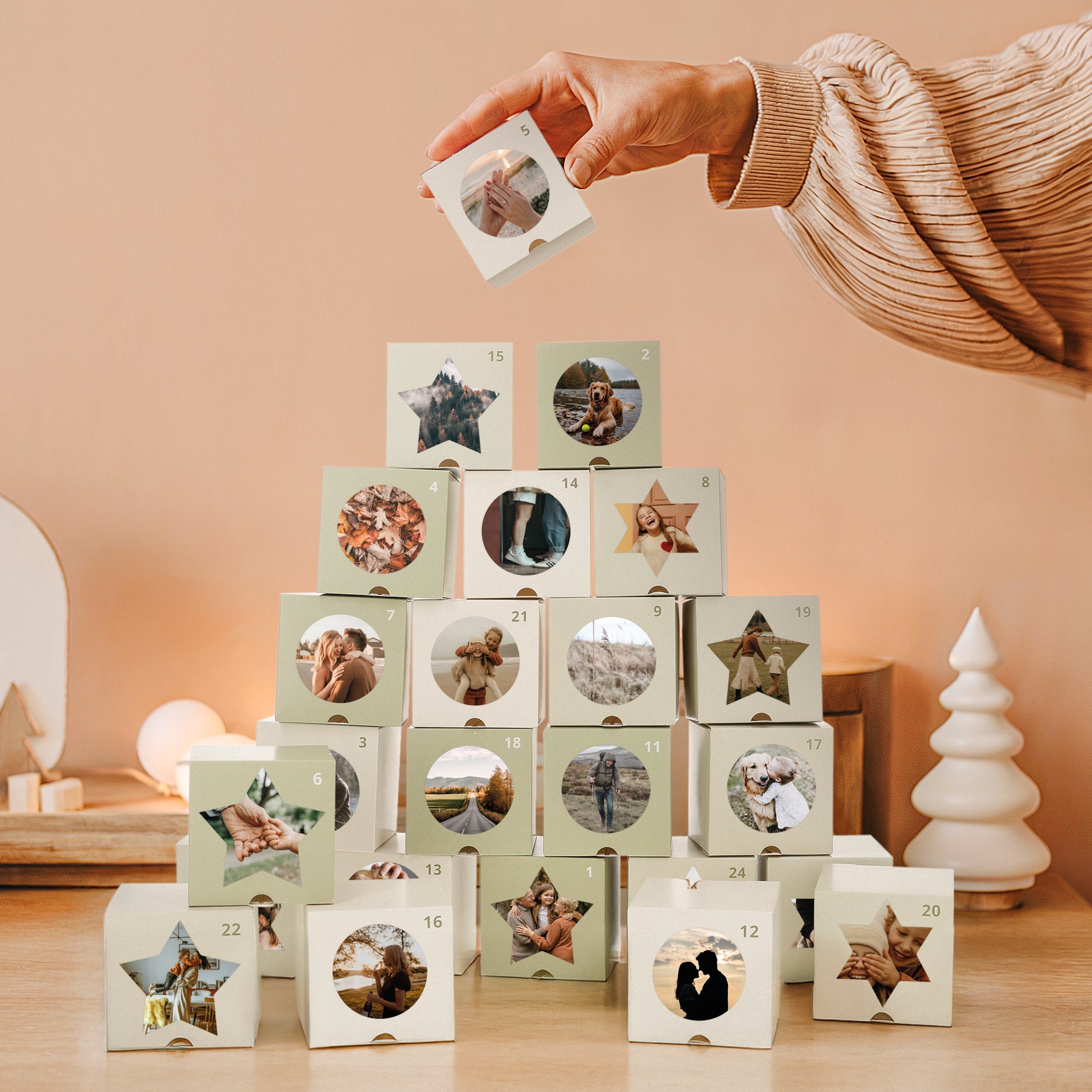 Bestel Gepersonaliseerde DIY adventskalender - L - 43 x 29