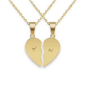 Bestel Gebroken hart ketting graveren - Goud met eigen foto