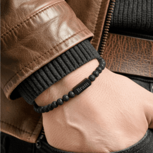 Bestel Lava armband graveren - M - 6mm met eigen foto