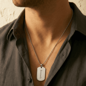 Bestel Ketting dog tag hanger met tekst - zilver met eigen foto