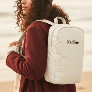 Bestel Puffer-rugzak met naam - Volwassenen - Beige met eigen foto