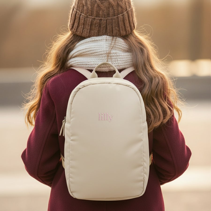 Bestel Puffer-rugzak - Kinderen - Taupe met eigen foto