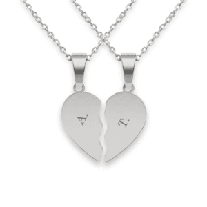 Bestel Gebroken hart ketting graveren - Zilver met eigen foto