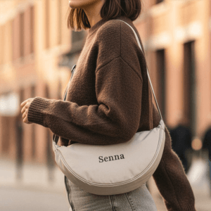 Bestel Puffer crossbody tas - Beige met eigen foto