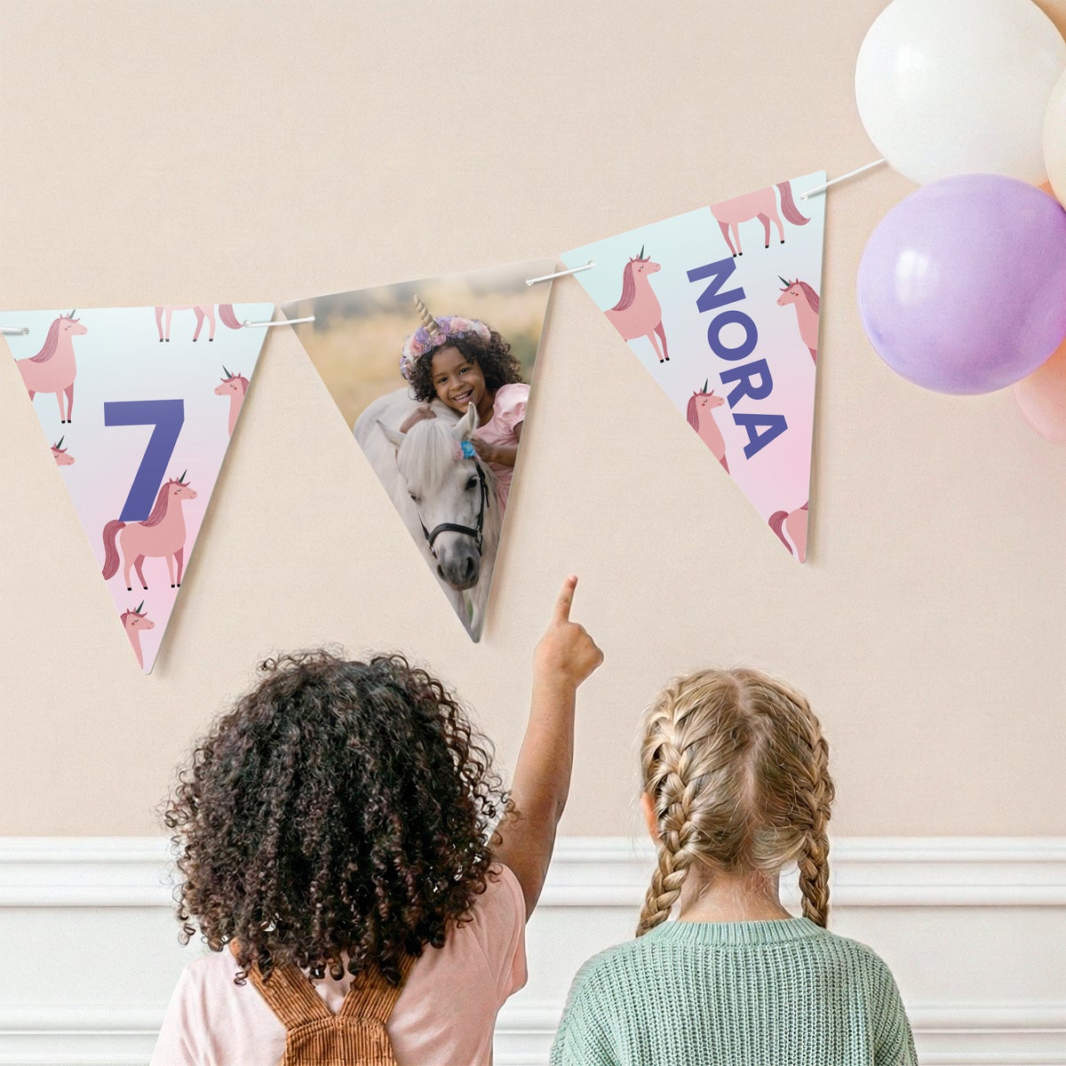Bestel Slingers bedrukken - Driehoekjes - L - 5m met eigen foto