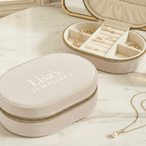 Bestel Gepersonaliseerde sieradendoos - Ovaal - Beige met eigen foto
