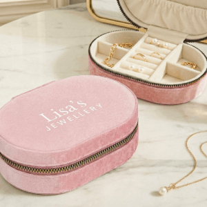 Bestel Gepersonaliseerde sieradendoos - Ovaal - Roze met eigen foto