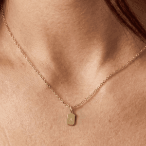 Bestel Initialen ketting - Rechthoek - Goud - 1 st met eigen foto