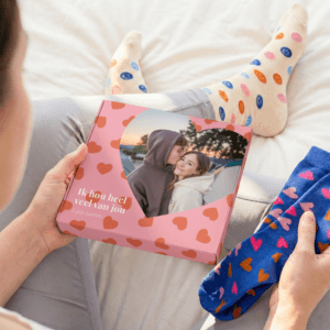 Bestel Sokken giftbox personaliseren - 2 paar sokken - 35/38 met eigen foto
