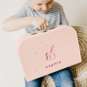 Bestel Kinderkoffer bedrukken - Roze - Groot met eigen foto