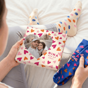 Bestel Sokken giftbox personaliseren - 2 paar sokken - 39/42 met eigen foto