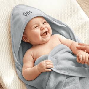 Bestel Badcape met naam - Badstof - Blauw met eigen foto