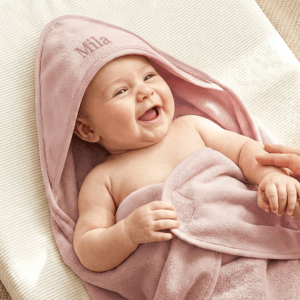 Bestel Badcape met naam - Badstof - Roze met eigen foto