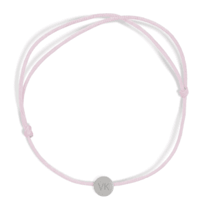 Bestel Gepersonaliseerde koord armband - Roze - Zilver rondje met eigen foto