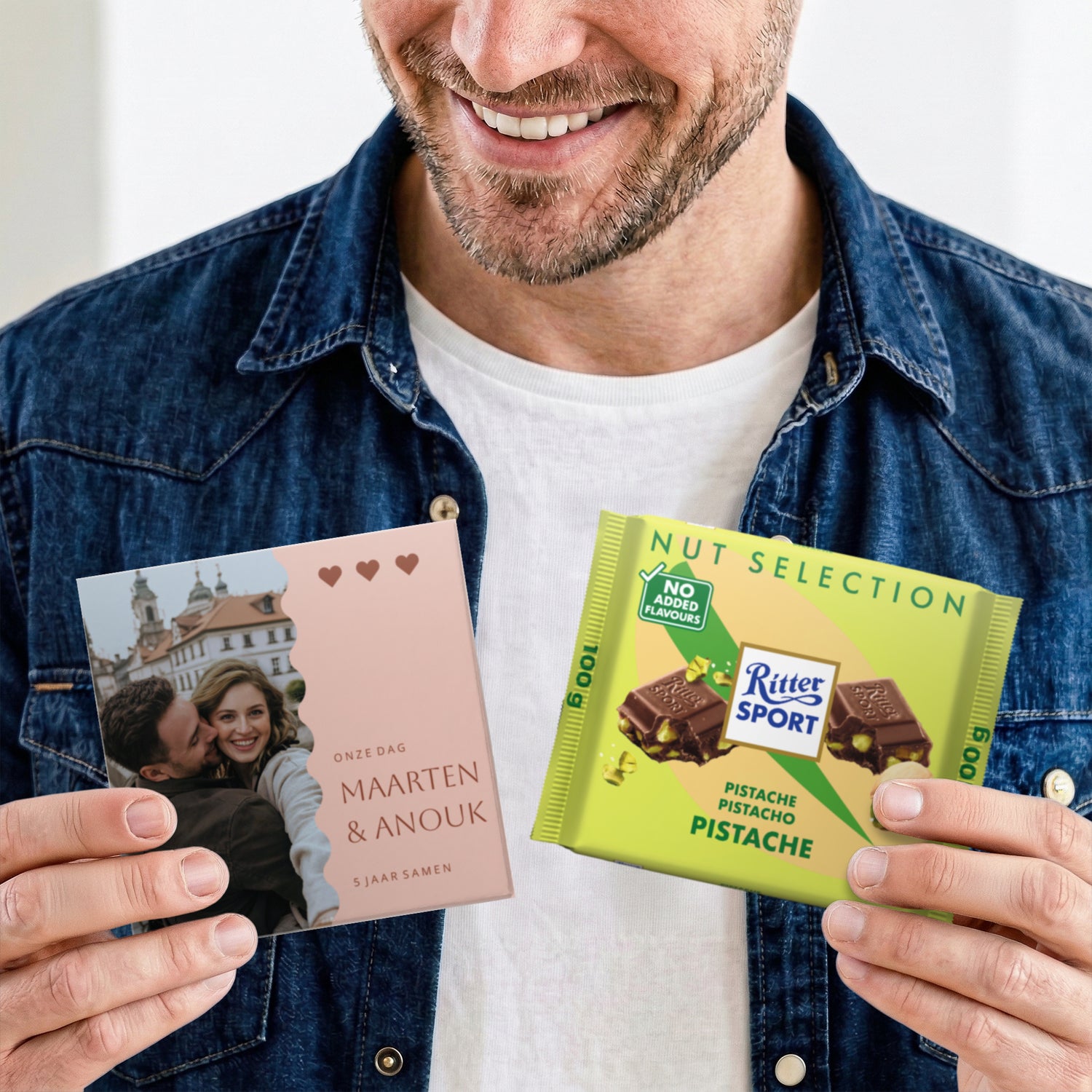 Bestel Gepersonaliseerde chocolade - Ritter Sport - Pistache met eigen foto