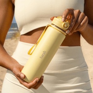 Bestel Gepersonaliseerde Bloom Waterfles - Stainless Steel - Butter Yellow met eigen foto