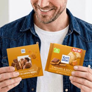 Bestel Gepersonaliseerde Ritter Sport chocolade- Caramel Biscuit met eigen foto