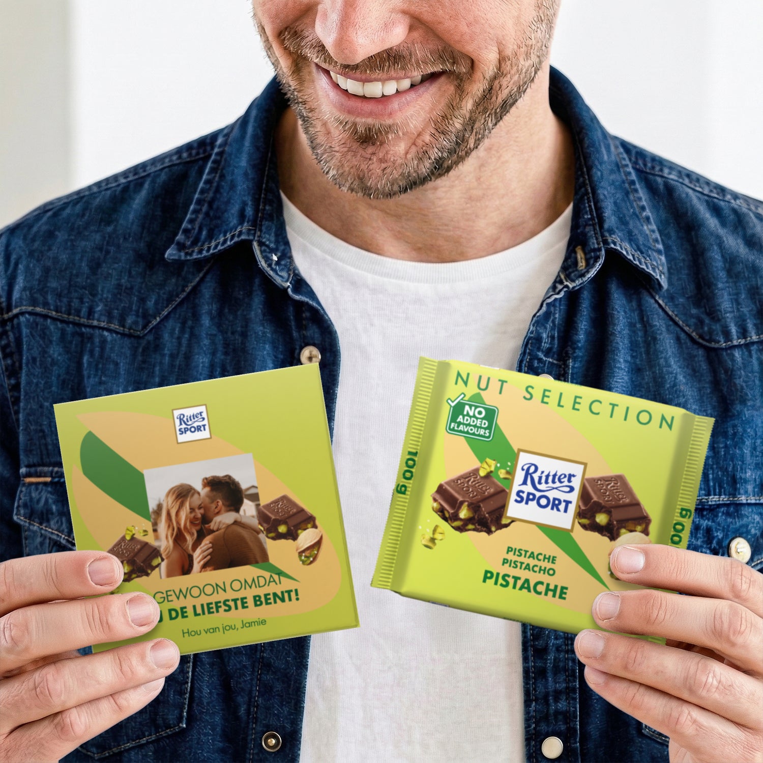 Bestel Gepersonaliseerde Ritter Sport chocolade- Pistache met eigen foto