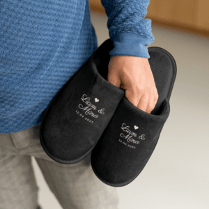 Bestel Pantoffels bedrukken - Zwart - Maat 43-46 met eigen foto