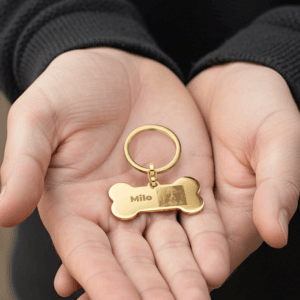 Bestel Gepersonaliseerde fotosleutelhanger - Bot - Goud met eigen foto