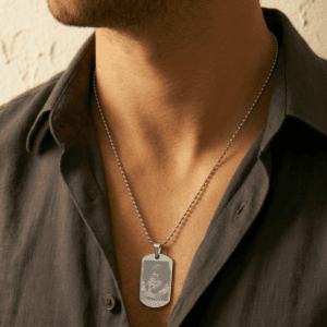 Bestel Gepersonaliseerde fotoketting - Dog tag - Zilver met eigen foto