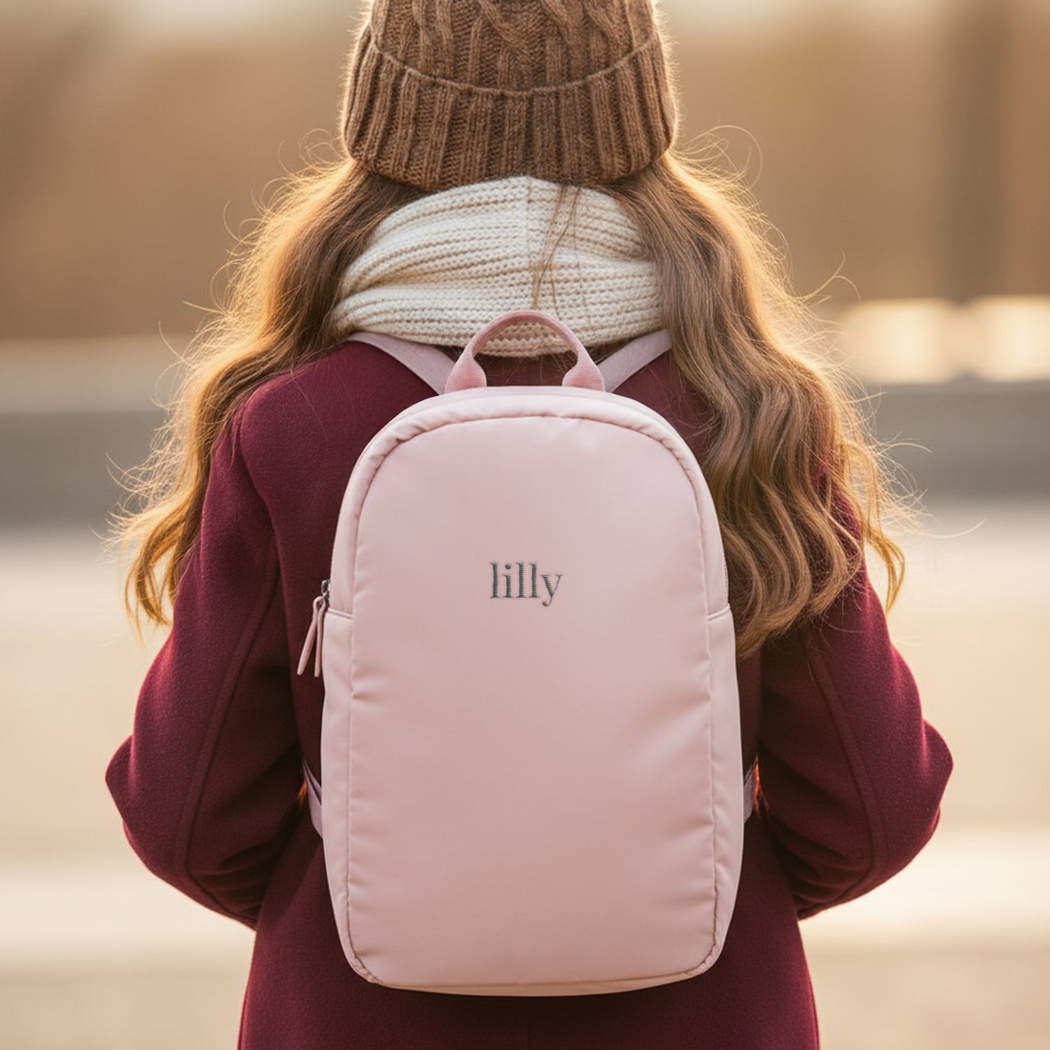 Bestel Gepersonaliseerde kinderrugzak - geborduurd - Roze - Puffy stijl met eigen foto