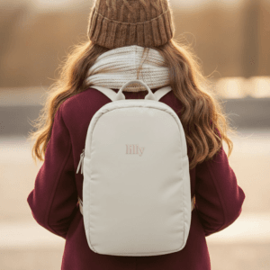 Bestel Gepersonaliseerde kinderrugzak - geborduurd - Beige - Puffy stijl met eigen foto