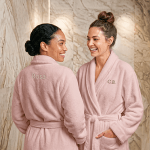 Bestel Fleece badjas dames met naam - Geborduurd - Rose - L/XL met eigen foto
