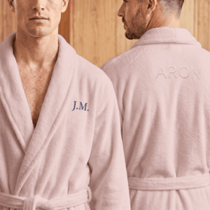 Bestel Fleece badjas heren met naam - Geborduurd - Rose - L/XL met eigen foto