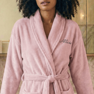 Bestel Badstof badjas voor vrouwen - met jouw naam - Roze - S/M met eigen foto