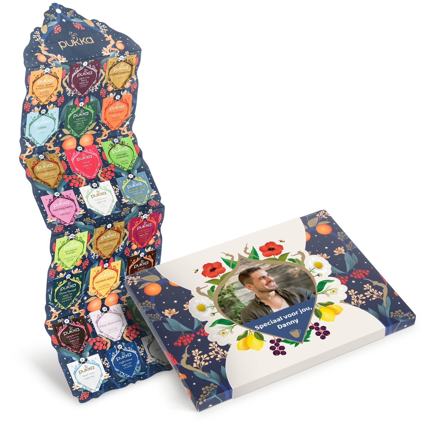 Bestel Gepersonaliseerde Pukka thee-adventskalender - Pukka design met eigen foto